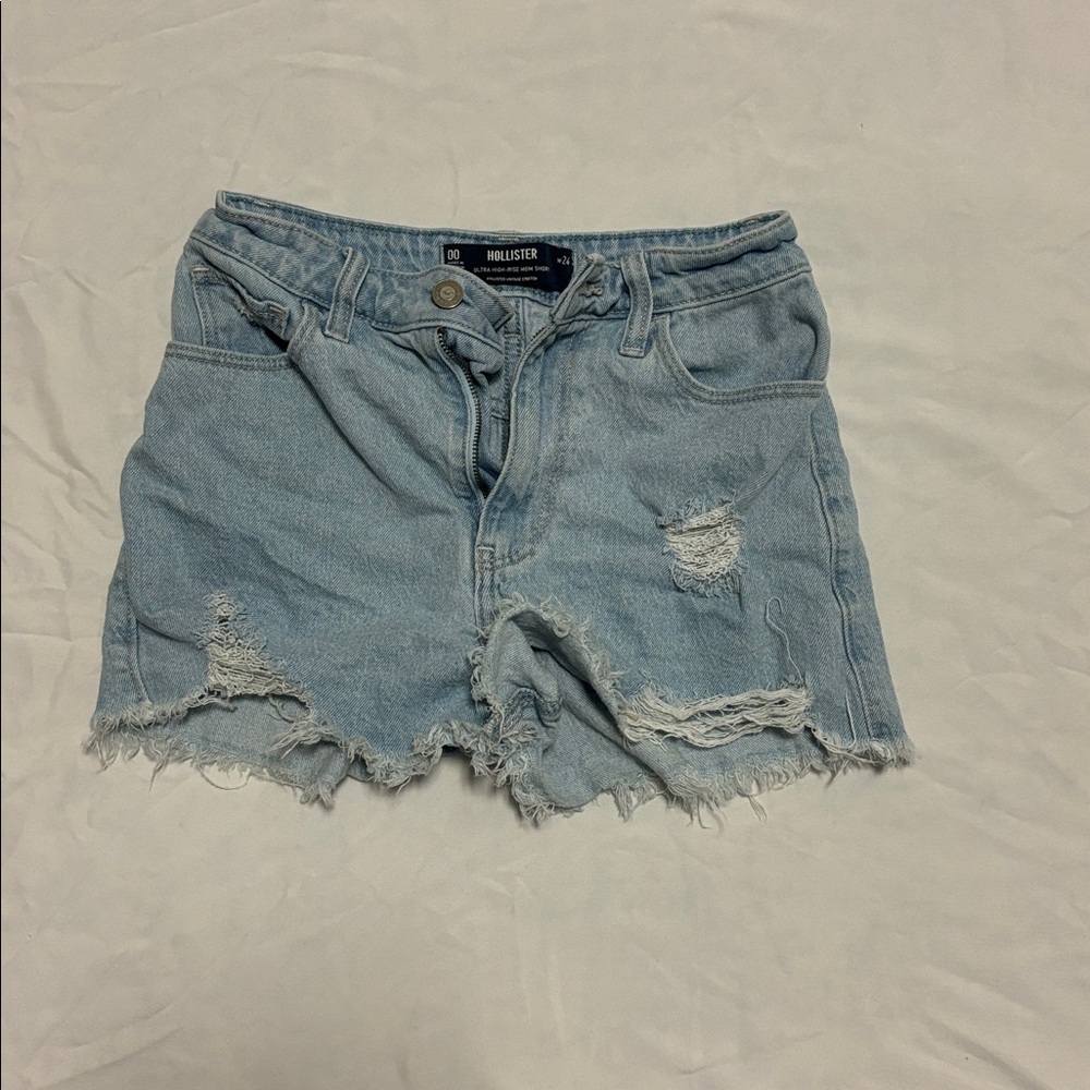 Hollister Blue Ripped Denim Shorts